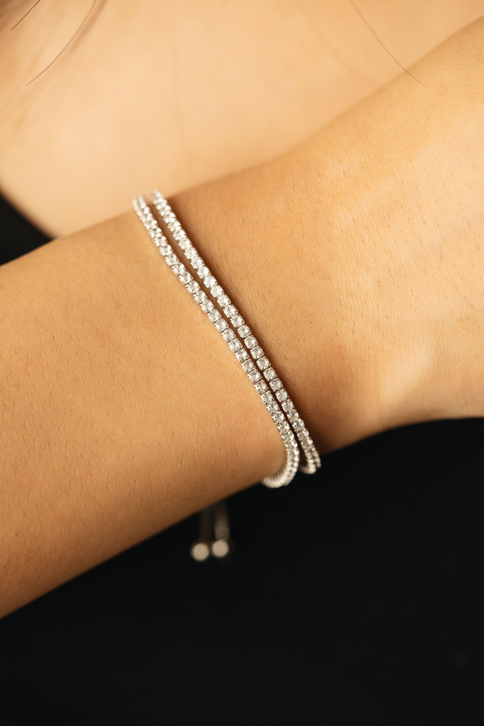 925 Pure Silver Fine Double Layer Tennis Bracelet