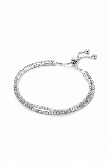 925 Pure Silver Fine Double Layer Tennis Bracelet